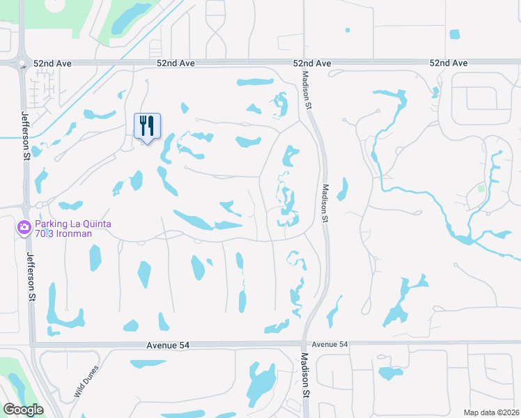 map of restaurants, bars, coffee shops, grocery stores, and more near 52977 Via Dona in La Quinta