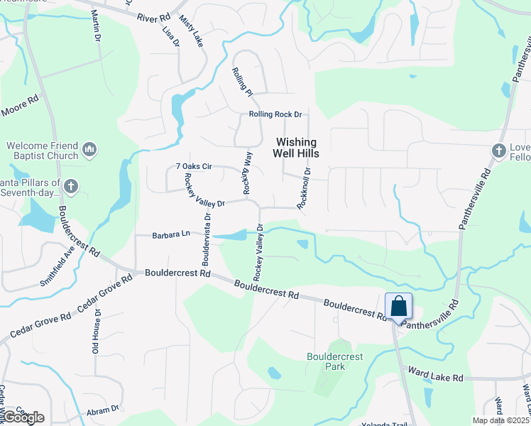 map of restaurants, bars, coffee shops, grocery stores, and more near 4012 Rockey Valley Drive in Conley