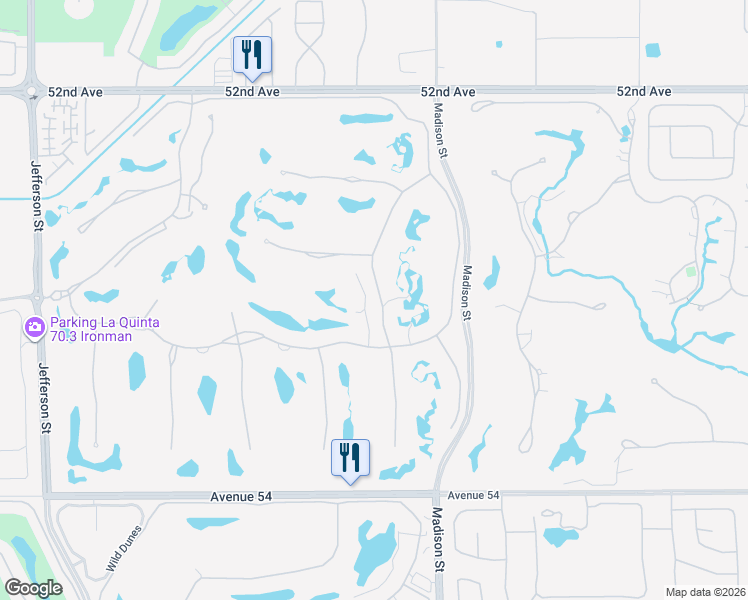 map of restaurants, bars, coffee shops, grocery stores, and more near 52977 Via Dona in La Quinta