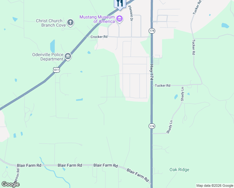 map of restaurants, bars, coffee shops, grocery stores, and more near 226 River Birch Lane in Odenville