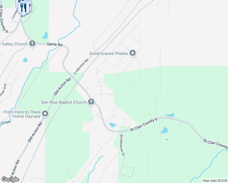 map of restaurants, bars, coffee shops, grocery stores, and more near 705 Ridgefield Circle in Odenville