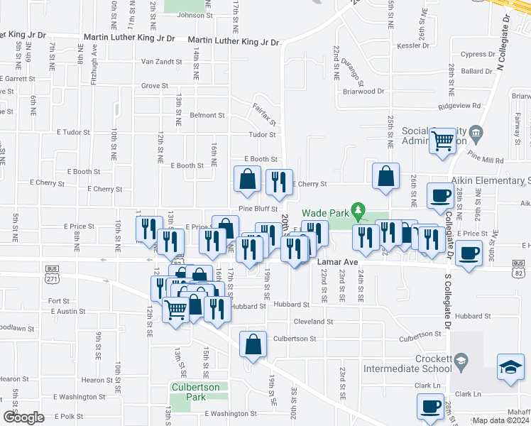 map of restaurants, bars, coffee shops, grocery stores, and more near 1920 Pine Bluff Street in Paris
