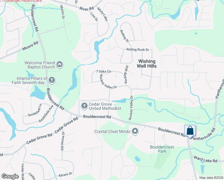map of restaurants, bars, coffee shops, grocery stores, and more near 4020 Boulder Vista Drive in Conley