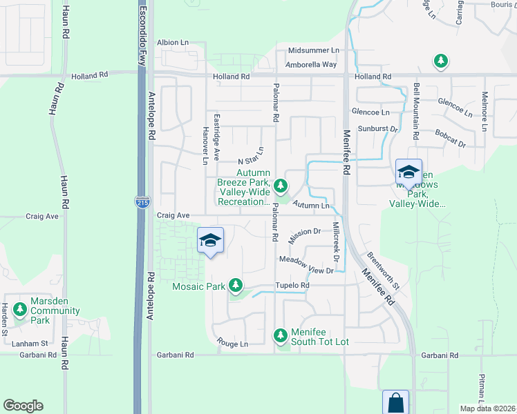 map of restaurants, bars, coffee shops, grocery stores, and more near 28399 Northmoore Place in Menifee