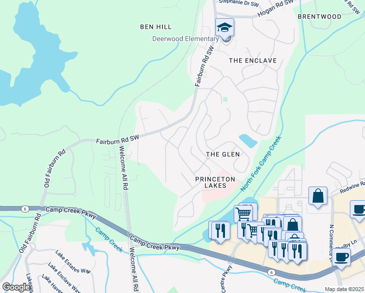 map of restaurants, bars, coffee shops, grocery stores, and more near 3273 Saville Street Southwest in Atlanta