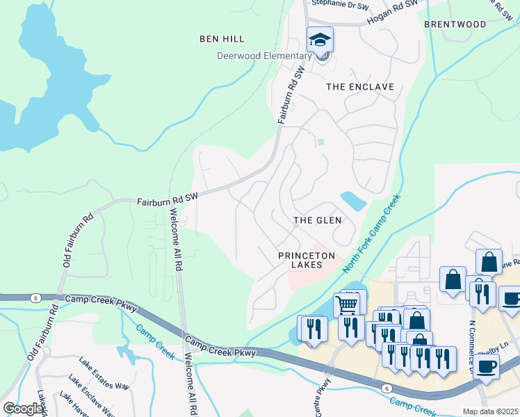 map of restaurants, bars, coffee shops, grocery stores, and more near 3273 Saville Street Southwest in Atlanta