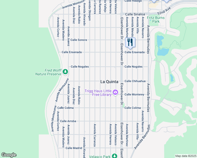 map of restaurants, bars, coffee shops, grocery stores, and more near 52975 Avenue Ramirez in La Quinta