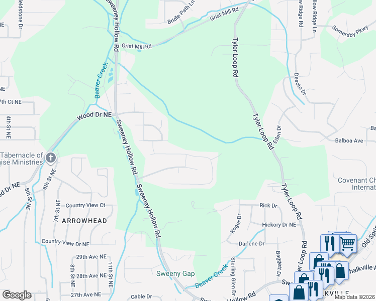 map of restaurants, bars, coffee shops, grocery stores, and more near 5476 Winchester Hills Lane in Birmingham