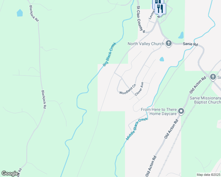 map of restaurants, bars, coffee shops, grocery stores, and more near 557 Woodland Ridge Road in Odenville
