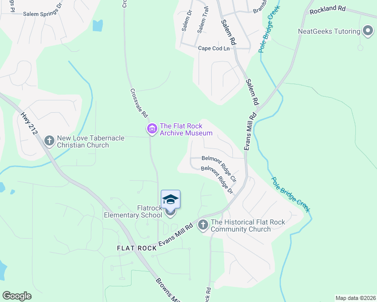 map of restaurants, bars, coffee shops, grocery stores, and more near 3885 Belmont Ridge Drive in Stonecrest