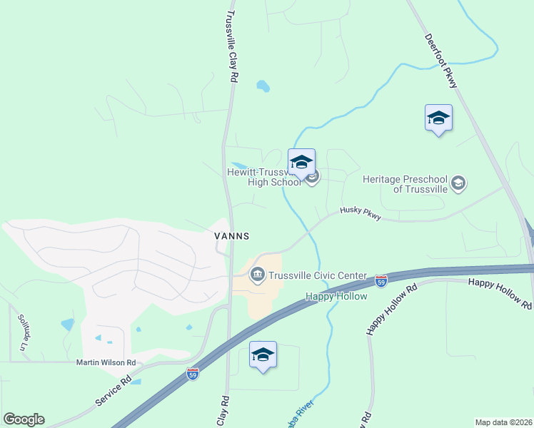 map of restaurants, bars, coffee shops, grocery stores, and more near 6772 Norris Farm Road in Trussville