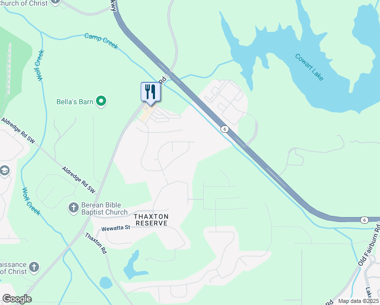 map of restaurants, bars, coffee shops, grocery stores, and more near 4758 Sultana Way in Atlanta