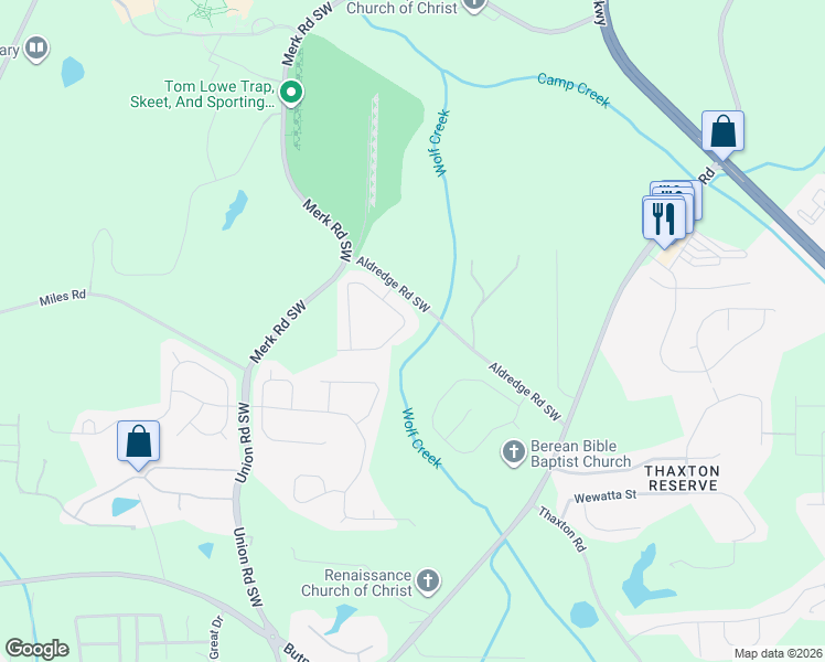 map of restaurants, bars, coffee shops, grocery stores, and more near 5276 Lexmark Circle in Atlanta