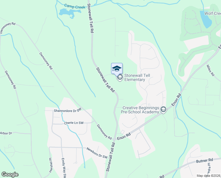 map of restaurants, bars, coffee shops, grocery stores, and more near 3363 Stonewall Tell Road in Atlanta