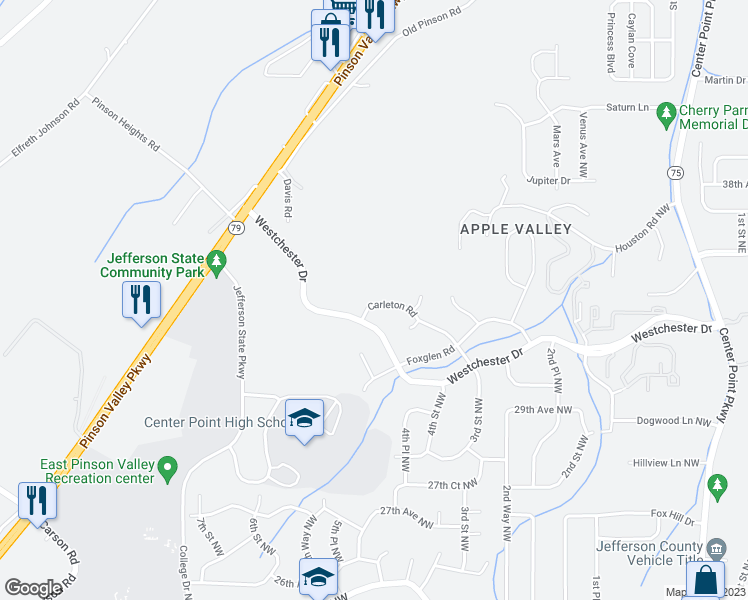map of restaurants, bars, coffee shops, grocery stores, and more near 3049 Carleton Road in Birmingham