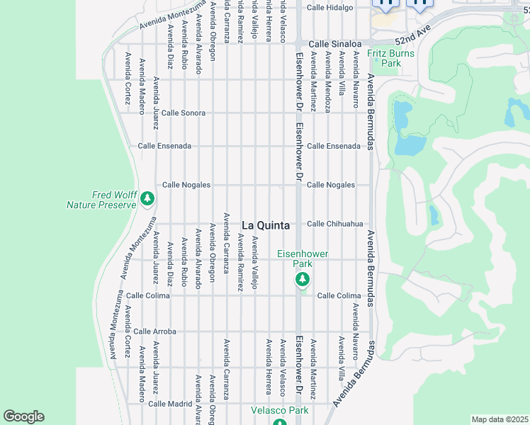 map of restaurants, bars, coffee shops, grocery stores, and more near 52945 Avenue Herrera in La Quinta