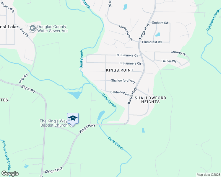 map of restaurants, bars, coffee shops, grocery stores, and more near 6299 Shallowford Way in Douglasville
