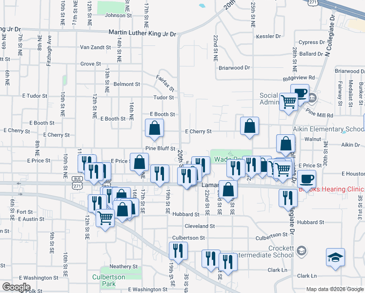 map of restaurants, bars, coffee shops, grocery stores, and more near 335 21st Street Northeast in Paris