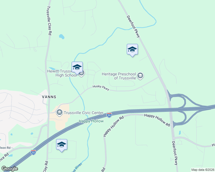 map of restaurants, bars, coffee shops, grocery stores, and more near 6450 Husky Parkway. in Trussville