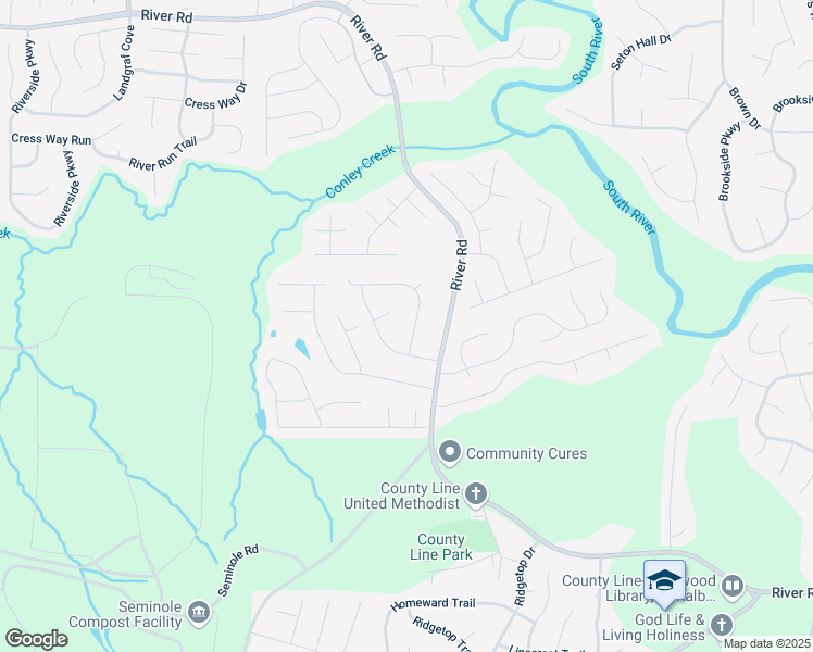 map of restaurants, bars, coffee shops, grocery stores, and more near 3511 Flint Avenue in Ellenwood