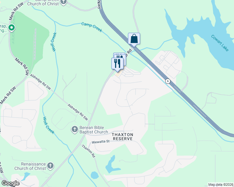 map of restaurants, bars, coffee shops, grocery stores, and more near 3320 Butner Road in Atlanta