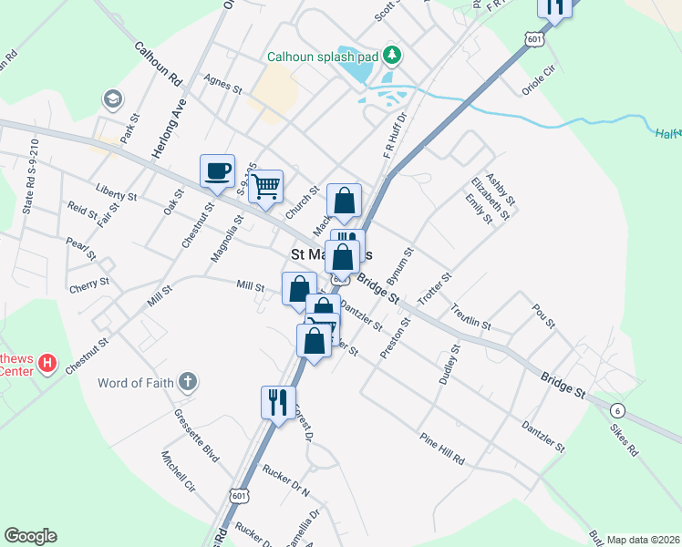 map of restaurants, bars, coffee shops, grocery stores, and more near in Saint Matthews