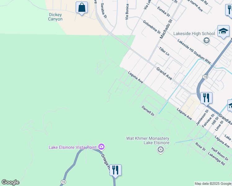 map of restaurants, bars, coffee shops, grocery stores, and more near 33387 Barnstable Street in Lake Elsinore