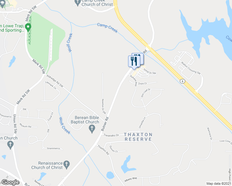 map of restaurants, bars, coffee shops, grocery stores, and more near 3336 Butner Road in Atlanta