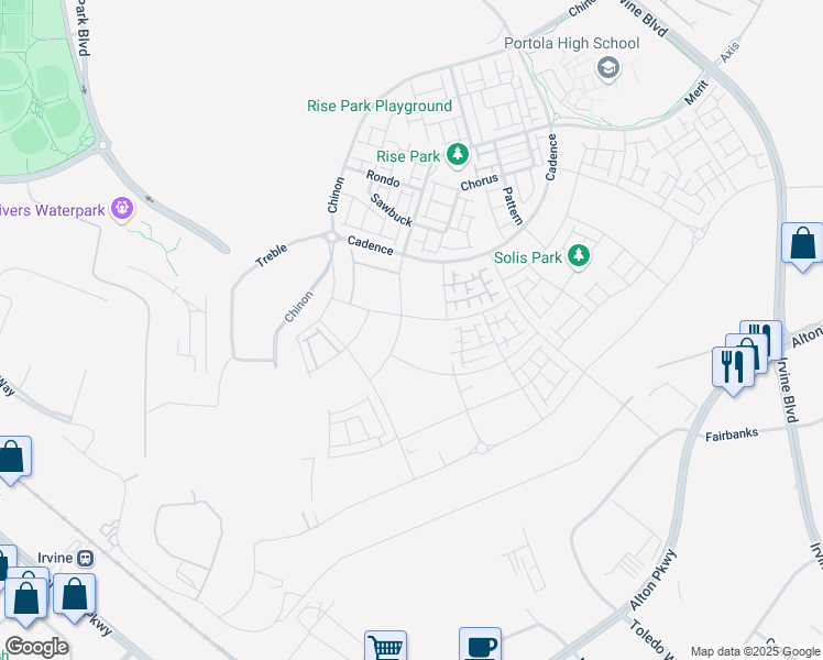 map of restaurants, bars, coffee shops, grocery stores, and more near 270 Sora in Irvine