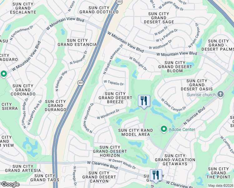 map of restaurants, bars, coffee shops, grocery stores, and more near 16229 West Hearthstone Drive in Surprise