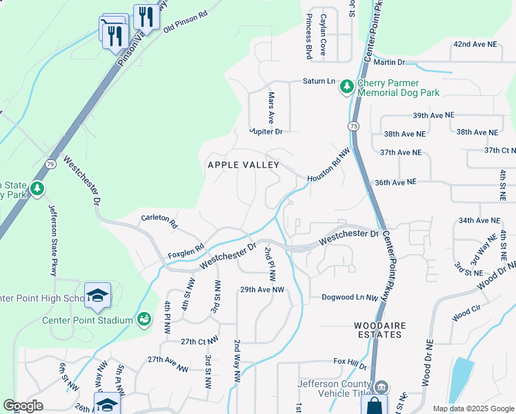 map of restaurants, bars, coffee shops, grocery stores, and more near 180 Haversham Drive Northwest in Birmingham