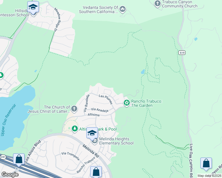 map of restaurants, bars, coffee shops, grocery stores, and more near 21 Arboleda in Rancho Santa Margarita