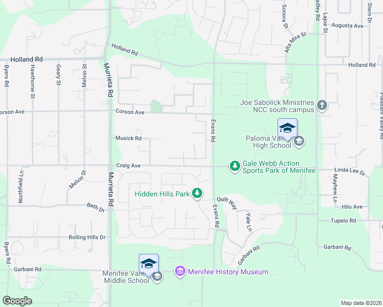 map of restaurants, bars, coffee shops, grocery stores, and more near 31447 Manlio Court in Menifee