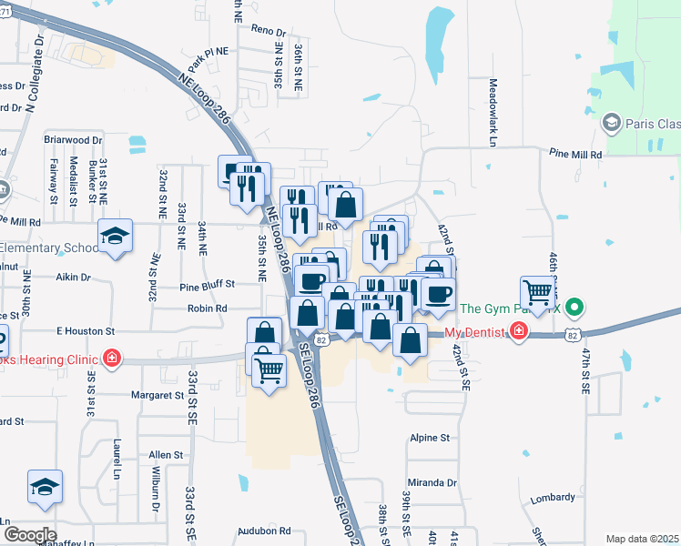 map of restaurants, bars, coffee shops, grocery stores, and more near 3700 Lamar Avenue in Paris