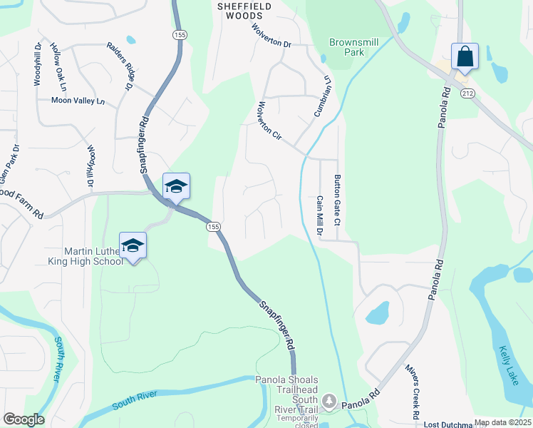 map of restaurants, bars, coffee shops, grocery stores, and more near 4856 Topsfield Trail in Stonecrest