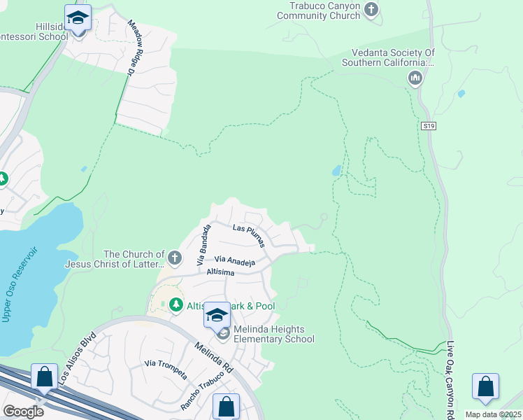 map of restaurants, bars, coffee shops, grocery stores, and more near 21 Arboleda in Rancho Santa Margarita