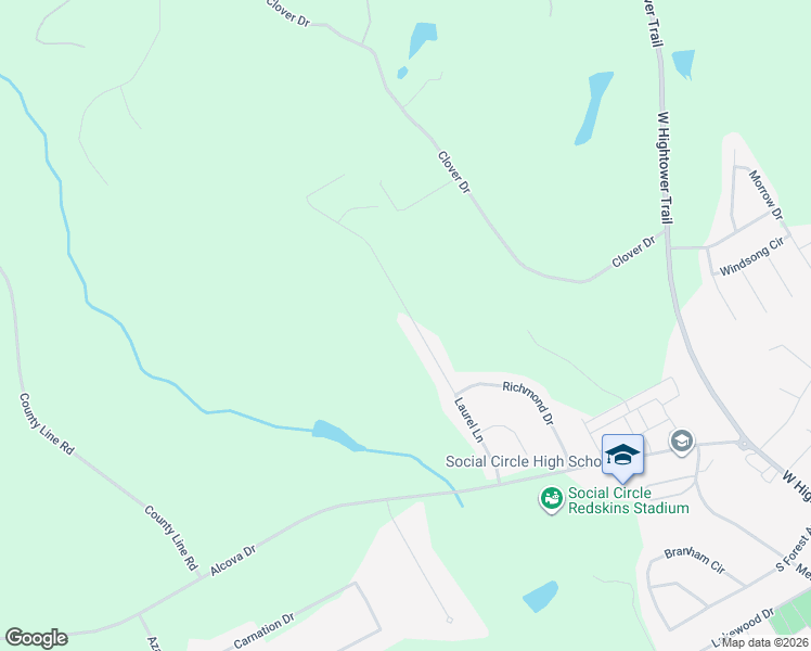 map of restaurants, bars, coffee shops, grocery stores, and more near 178 Laurel Lane in Social Circle