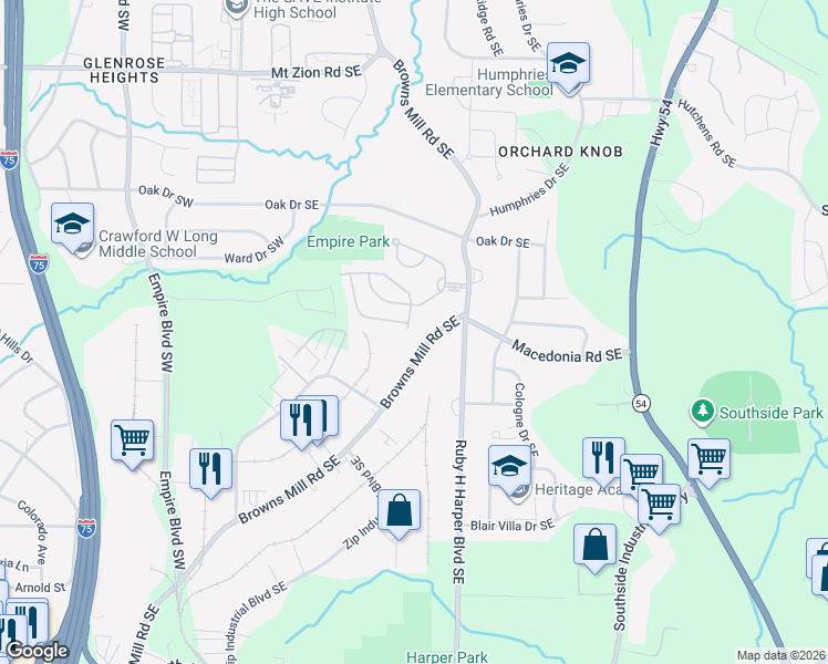 map of restaurants, bars, coffee shops, grocery stores, and more near 474 Mulberry Row in Atlanta