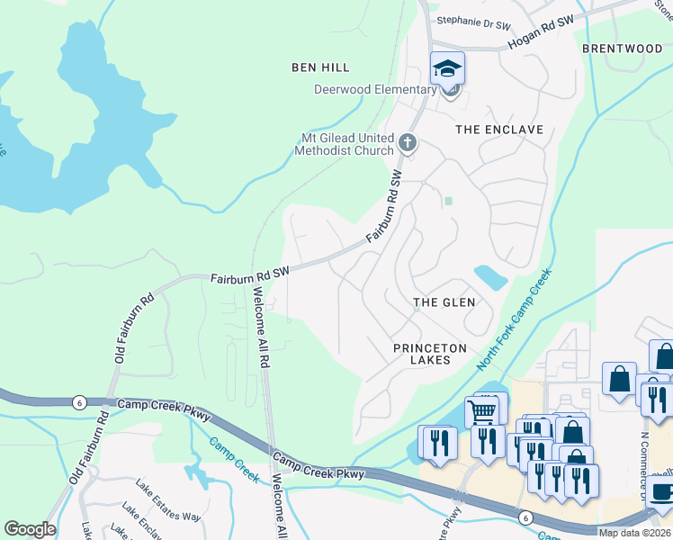 map of restaurants, bars, coffee shops, grocery stores, and more near 3117 Benninger Trace in Atlanta