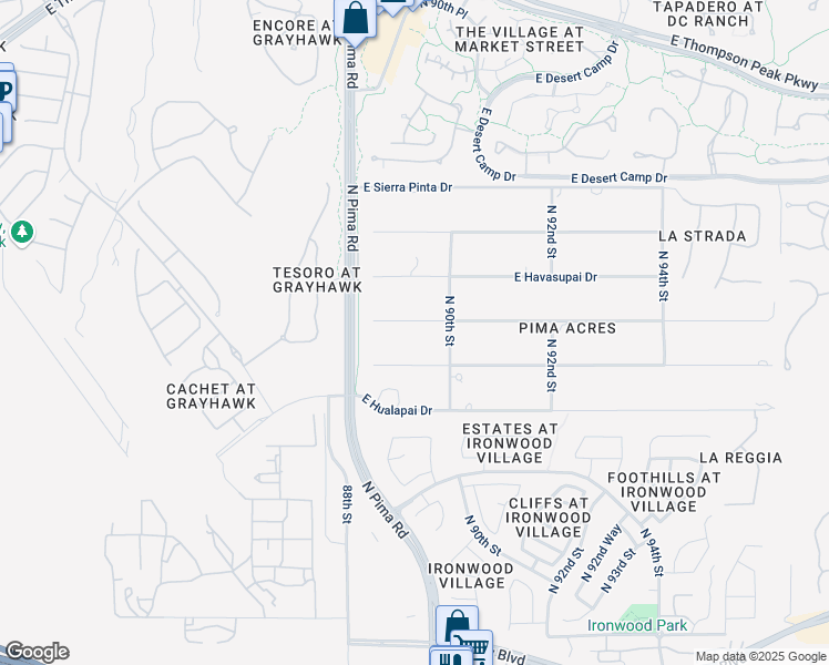 map of restaurants, bars, coffee shops, grocery stores, and more near 8845 East Diamond Rim Drive in Scottsdale