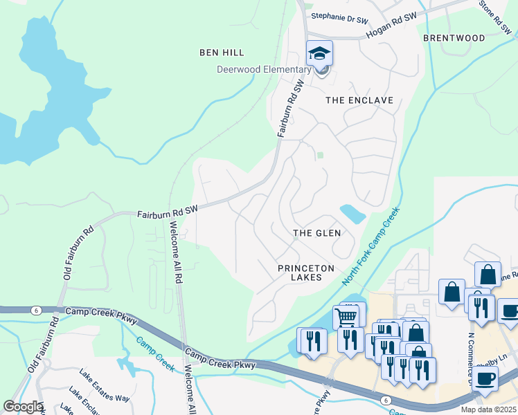 map of restaurants, bars, coffee shops, grocery stores, and more near 3251 Saville Street Southwest in Atlanta