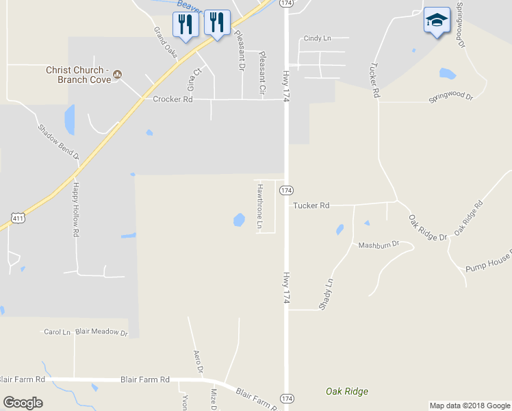map of restaurants, bars, coffee shops, grocery stores, and more near 890 Hawthrone Lane in Odenville