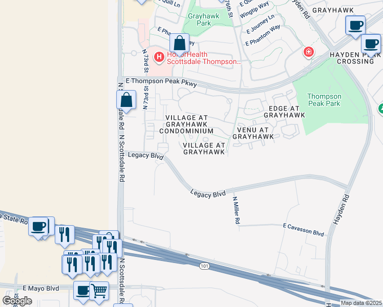 map of restaurants, bars, coffee shops, grocery stores, and more near 19700 North 76th Street in Scottsdale