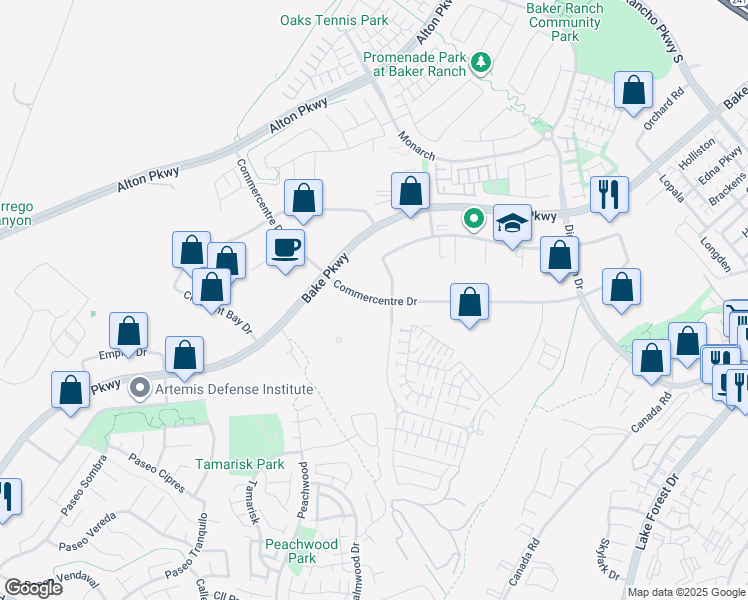 map of restaurants, bars, coffee shops, grocery stores, and more near in Culver City