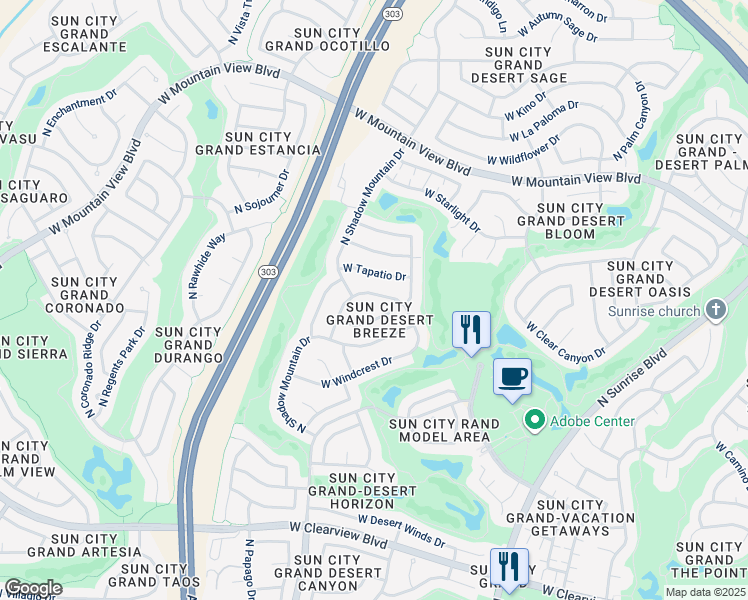 map of restaurants, bars, coffee shops, grocery stores, and more near 16229 West Hearthstone Drive in Surprise