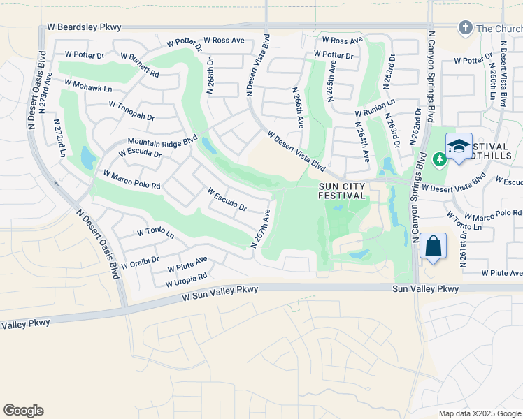map of restaurants, bars, coffee shops, grocery stores, and more near 26720 West Escuda Drive in Buckeye