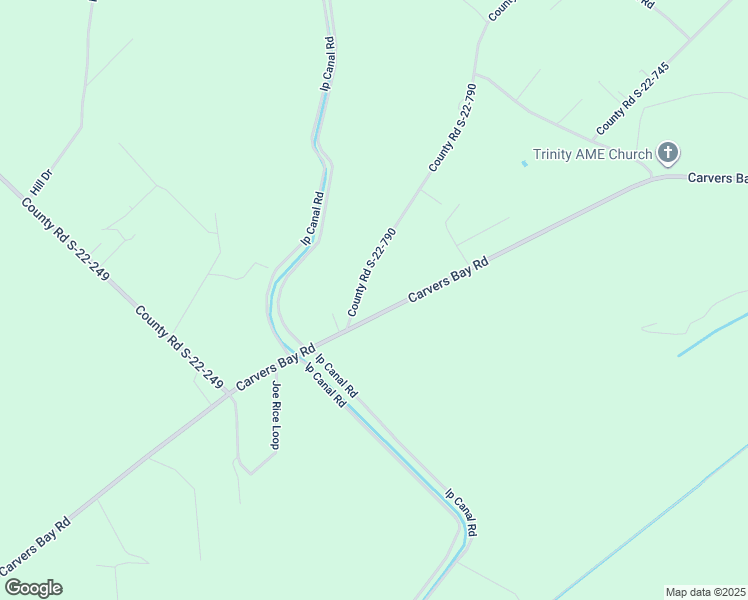 map of restaurants, bars, coffee shops, grocery stores, and more near 10595 Carvers Bay Road in Hemingway