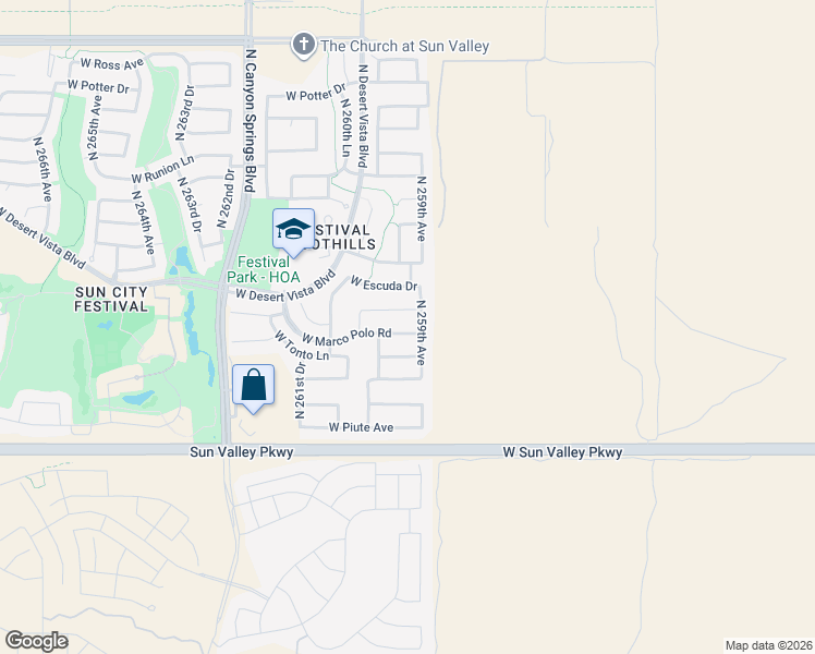 map of restaurants, bars, coffee shops, grocery stores, and more near 25948 West Marco Polo Road in Buckeye