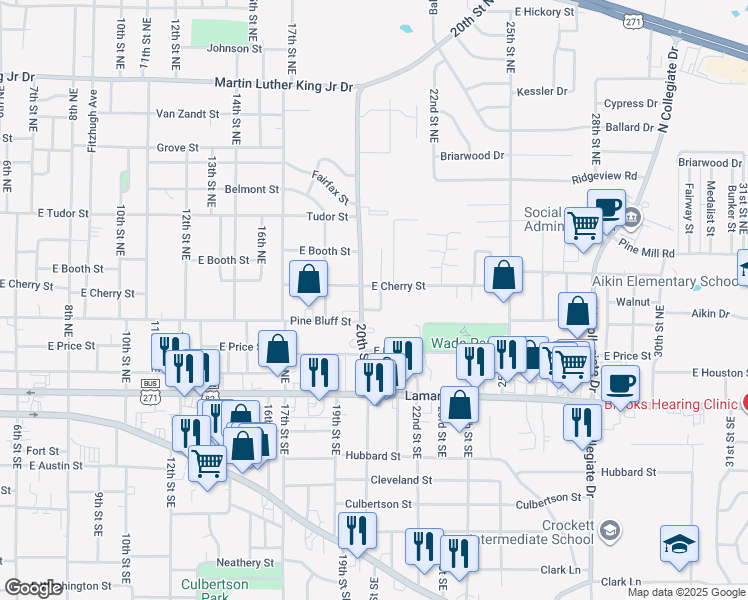 map of restaurants, bars, coffee shops, grocery stores, and more near 335 21st St NE in Paris