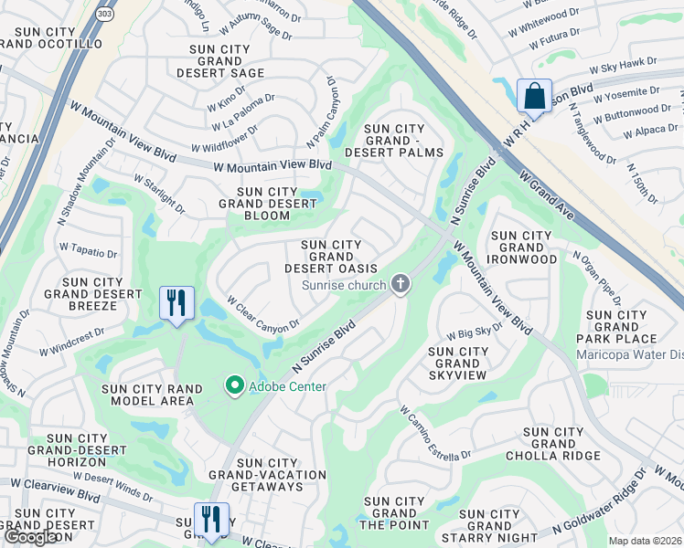map of restaurants, bars, coffee shops, grocery stores, and more near 20014 North Clear Canyon Drive in Surprise